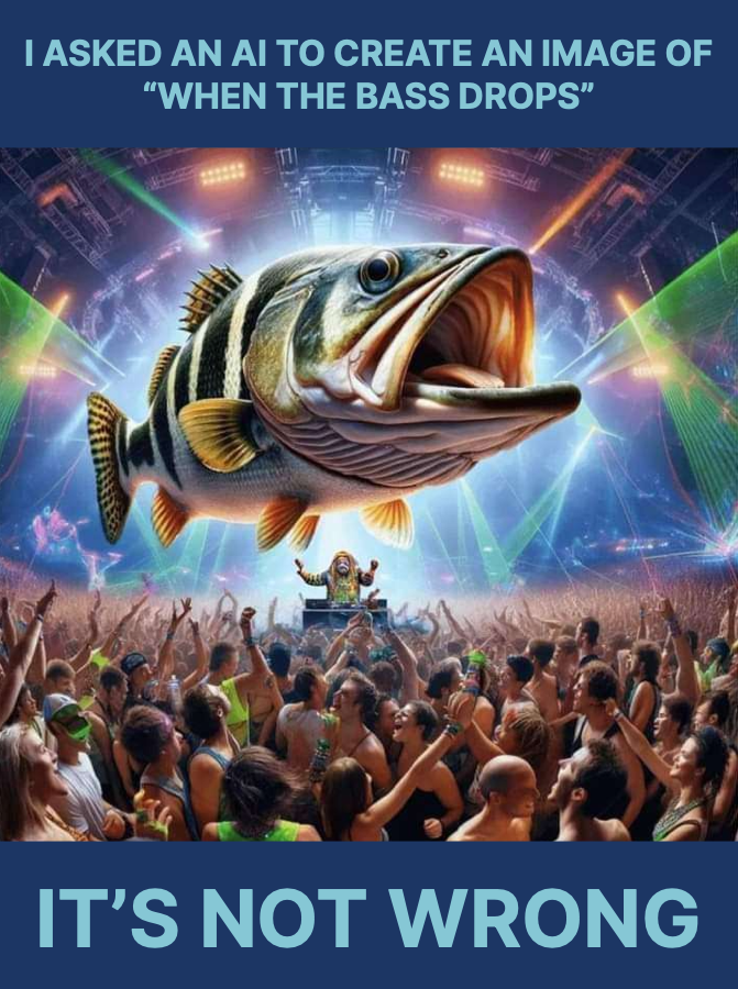 I asked an AI to create an image of 'when the bass drops'. It's not wrong